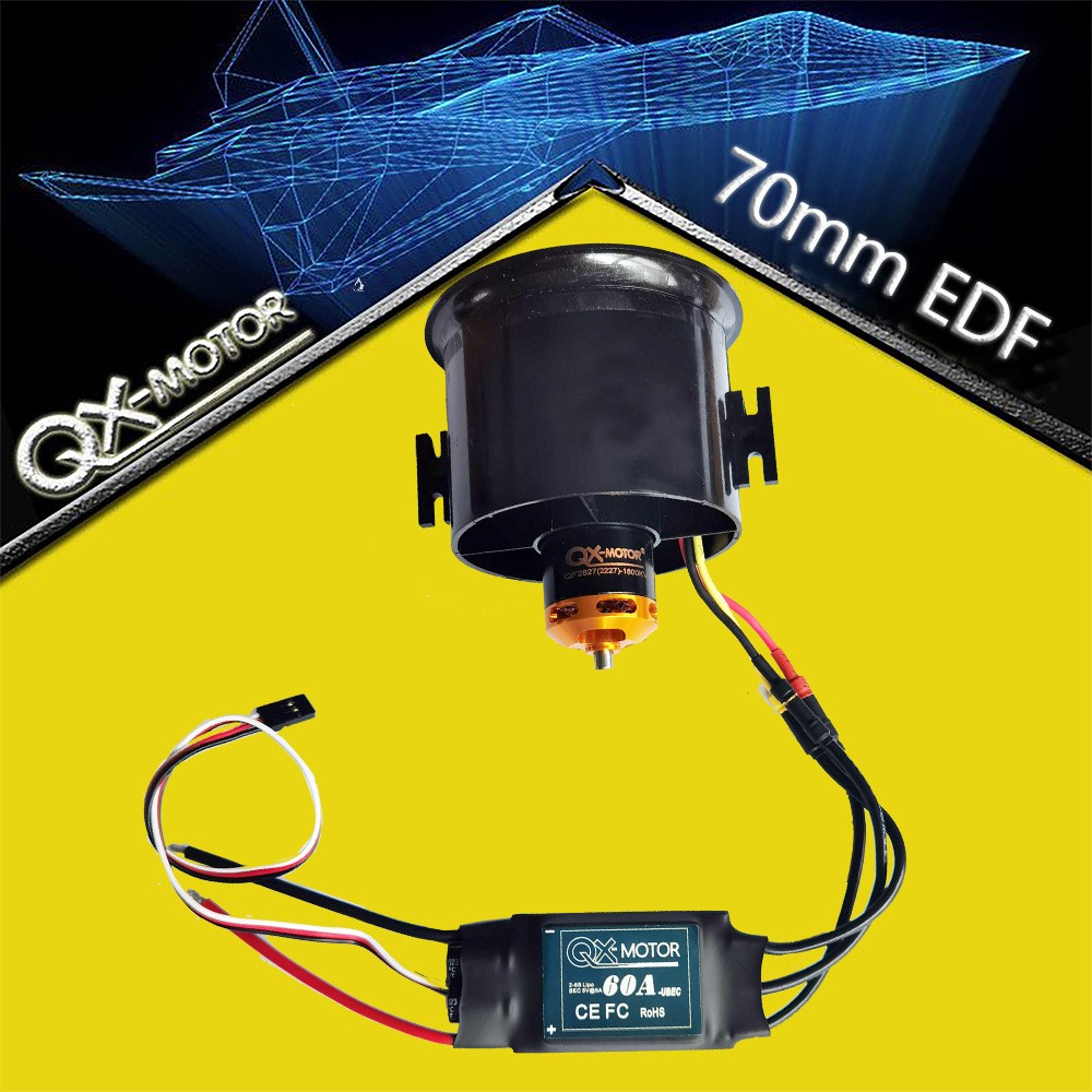 70mm edf 2827 brushless motor set with 60a esc qx motor